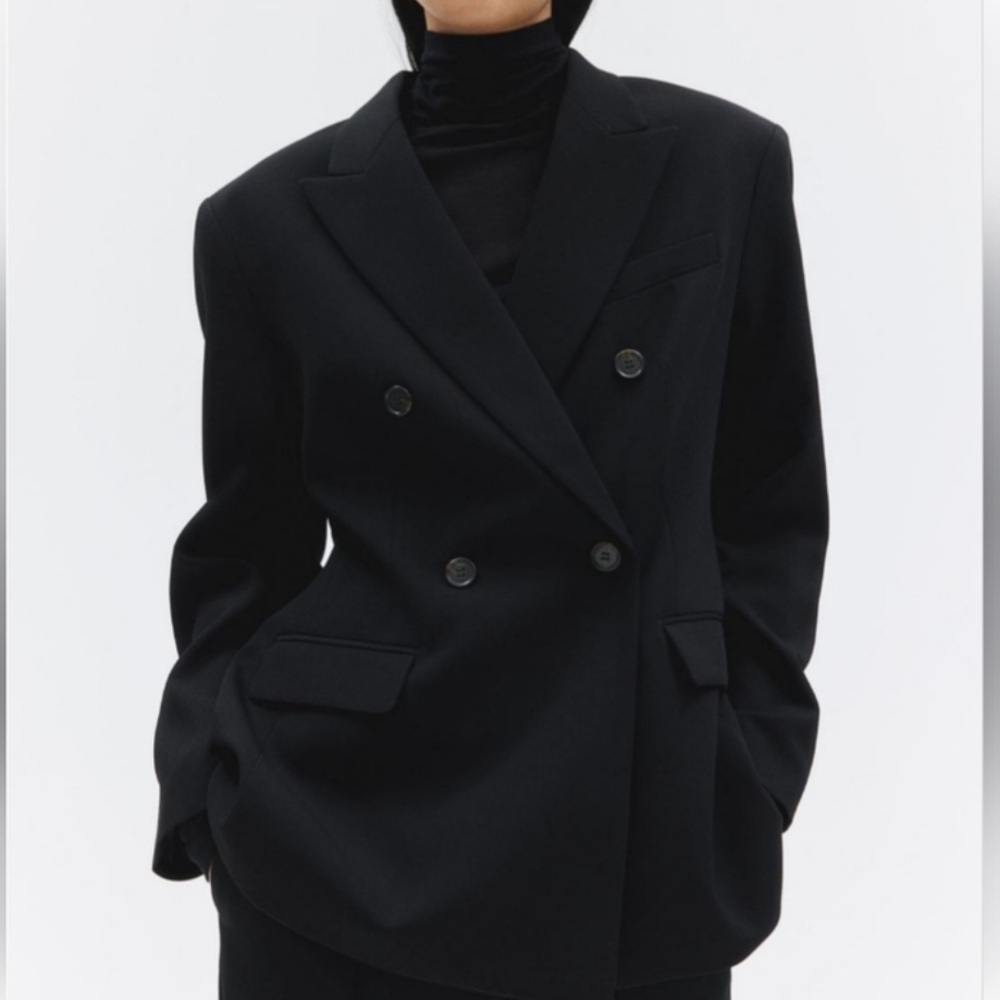 H&M Edition Structured Black Double-Breasted Women's Blazer